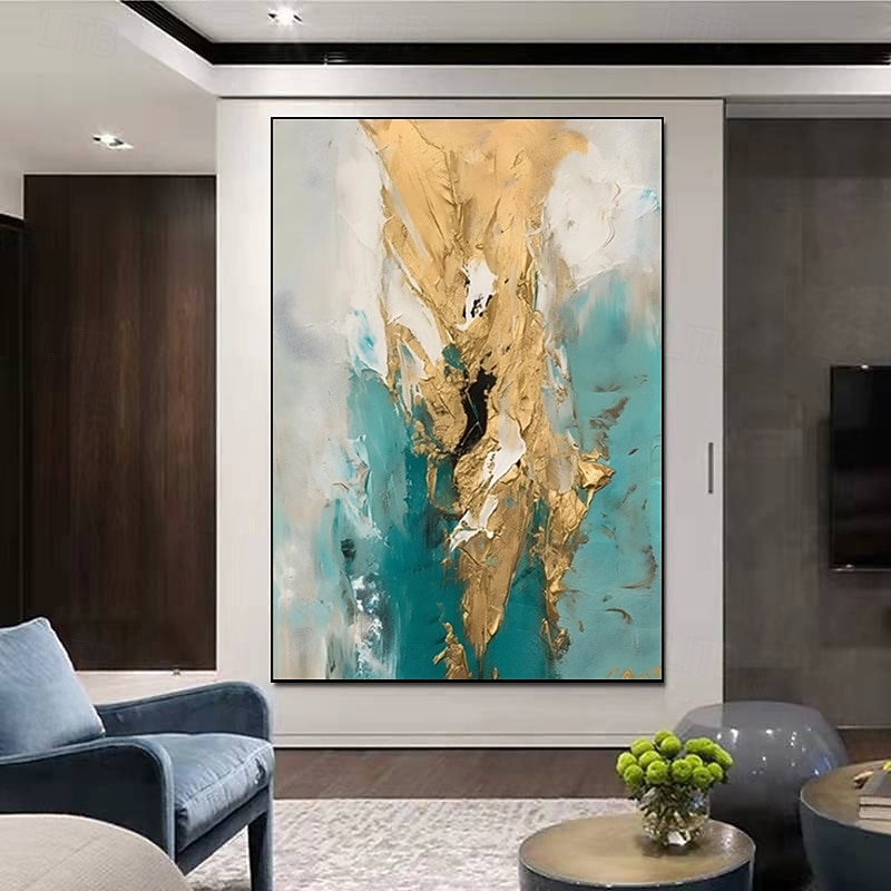 Handmade Oil Paintings Canvas Wall Art Decoration Modern Abstract Golden  Texture for Home Living Room Decor Rolled Frameless Unstretched Painting
