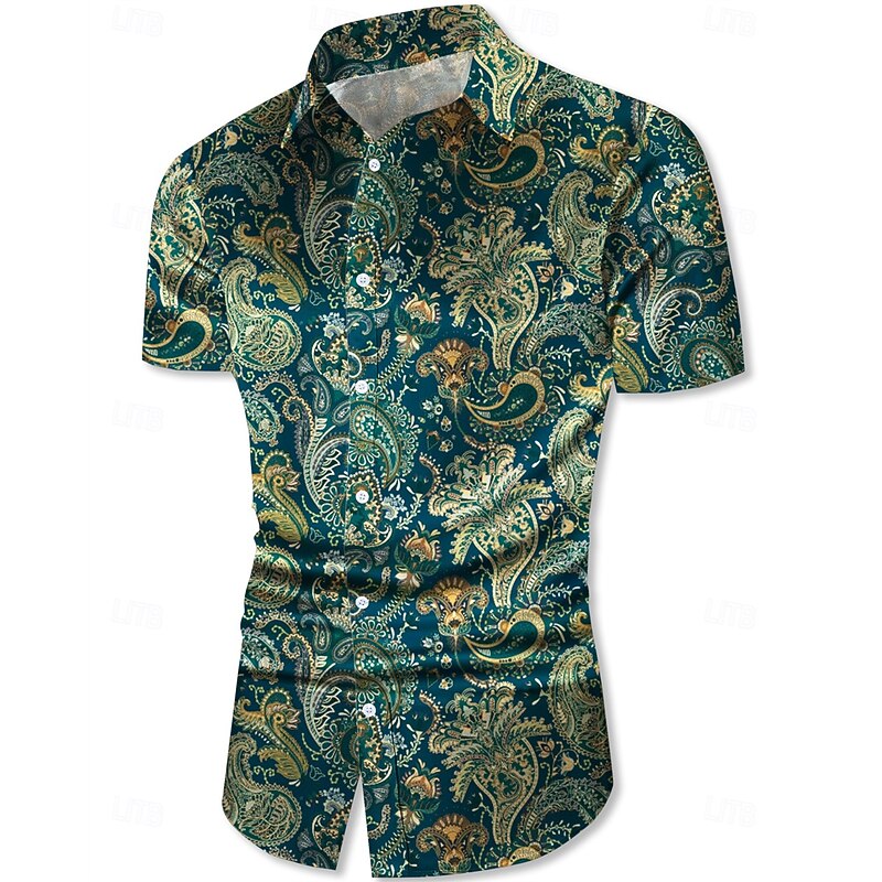 Retro Vintage 1970s Shirt Aloha Shirt Hippie Paisley Fancy Dress Men's Vacation Party Pride Parade Adults' Shirt3