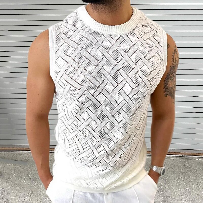 Men's Tank Top Vest Top Undershirt Sleeveless Shirt Sleeveless Crewneck Spring & Summer Plain Fashion Designer Vacation Street Going out Black White Gray Top Tee for Men3