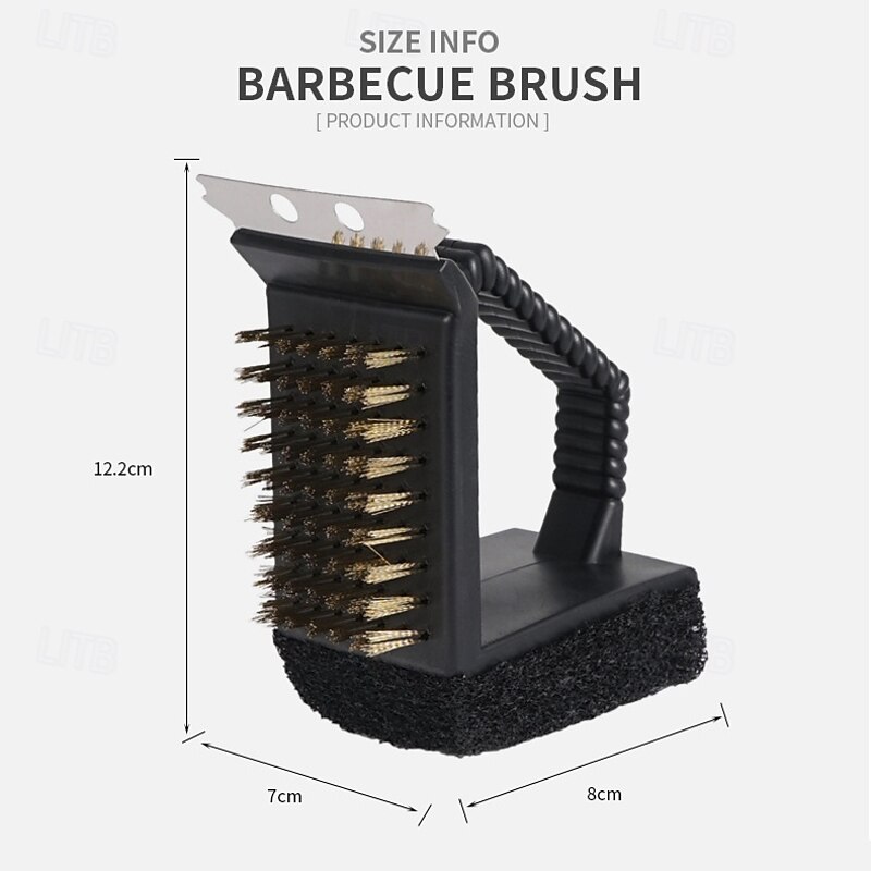 1Pc Stainless Steel BBQ Grill Brush - Triangle Cleaning Brush for Outdoor Camping Grills - Durable & Effective3