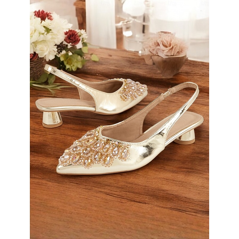 Slingback Wedding Shoes with Beaded Detail for Women - Ivory Crystal-Embellished Flats for Bridal Occasions2