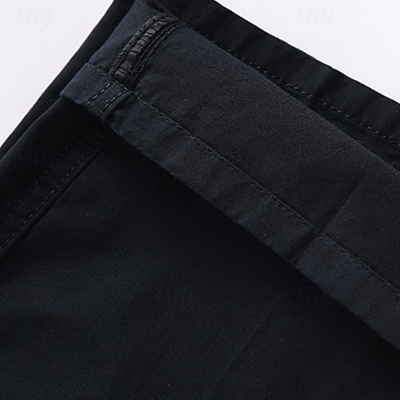 Men's Shorts Chino Shorts Dress Shorts Bermuda shorts Work Shorts Buttons Pocket Straight Leg Plain Breathable No-Iron Knee Length Formal Office Daily Fashion Business Black Blue Micro-elastic4