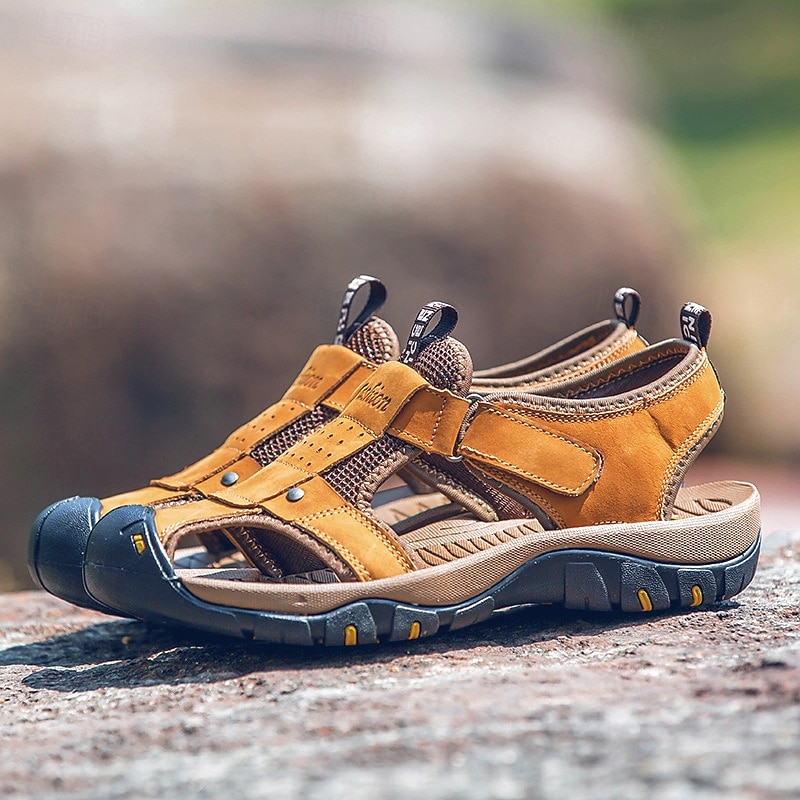 Men's Outdoor Sports Sandals with Adjustable Velcro Strap, Durable Suede Upper and Non-Slip Rubber Sole for Hiking, Beach and Casual Summer Wear3