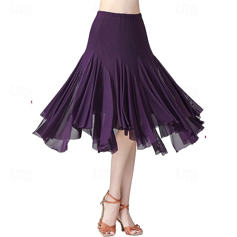 Women's Ballroom Dance Skirt Long Swing Waltz Latin Salsa Belly Dance Flamenco Costume
