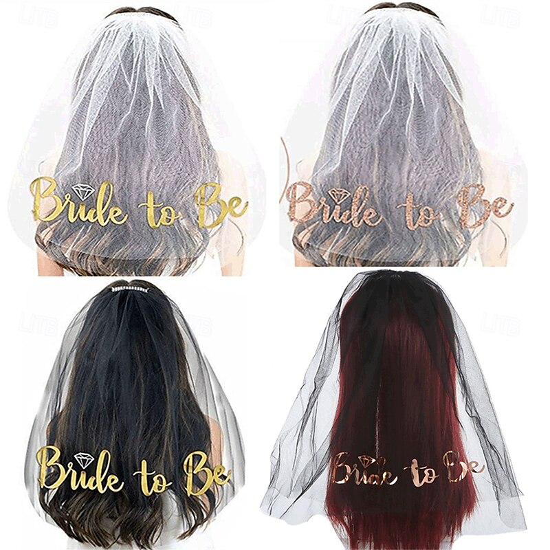 Bride to be Halloween Bride Veil with Comb Hen Do Party Accessories Adults' Women's Halloween Carnival Wedding Bridal Shower Bachelorette Party Easy Halloween Costumes Dress Up - Main Image