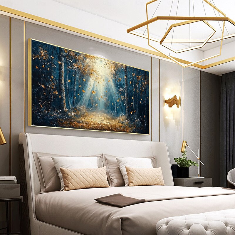 Handmade Original Green Forest Painting Oil Painting On Canvas Abstract Tree Scenery Wall Art for Home Decor With Stretched Frame/Without Inner Frame Painting4