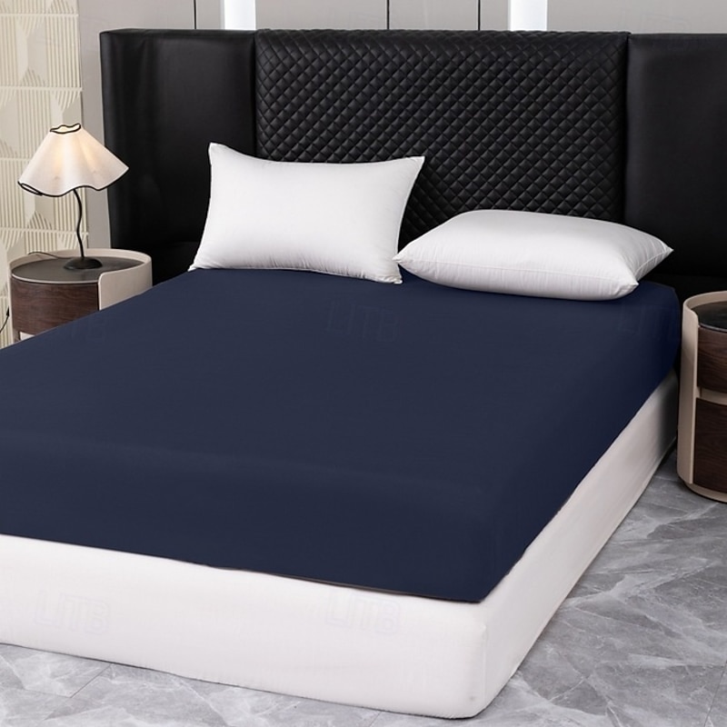 1pc Solid Colored Bedding Fitted Sheet Only(no Pillowcases) Elastic Band Around Mattress Easy Care
