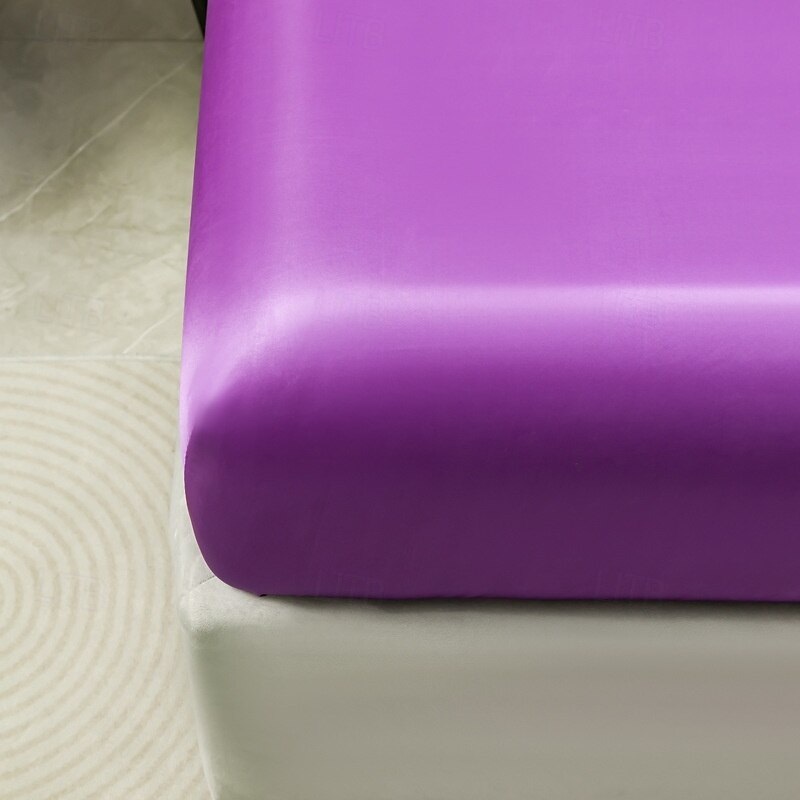 Luxurious 3-Piece Satin Bedding Set: Sleek Solid Color Fitted Sheet and 2 Pillowcases - Perfect for Daily Use & Guest Rooms2