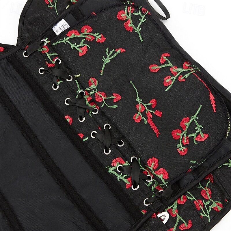 Retro Vintage Medieval Renaissance Corset Vest Bustier 12 Bones Floral Embroidery Fancy Dress Women's Fantasy Royal Halloween Carnival Party Casual Daily LARP Adults' Corset3