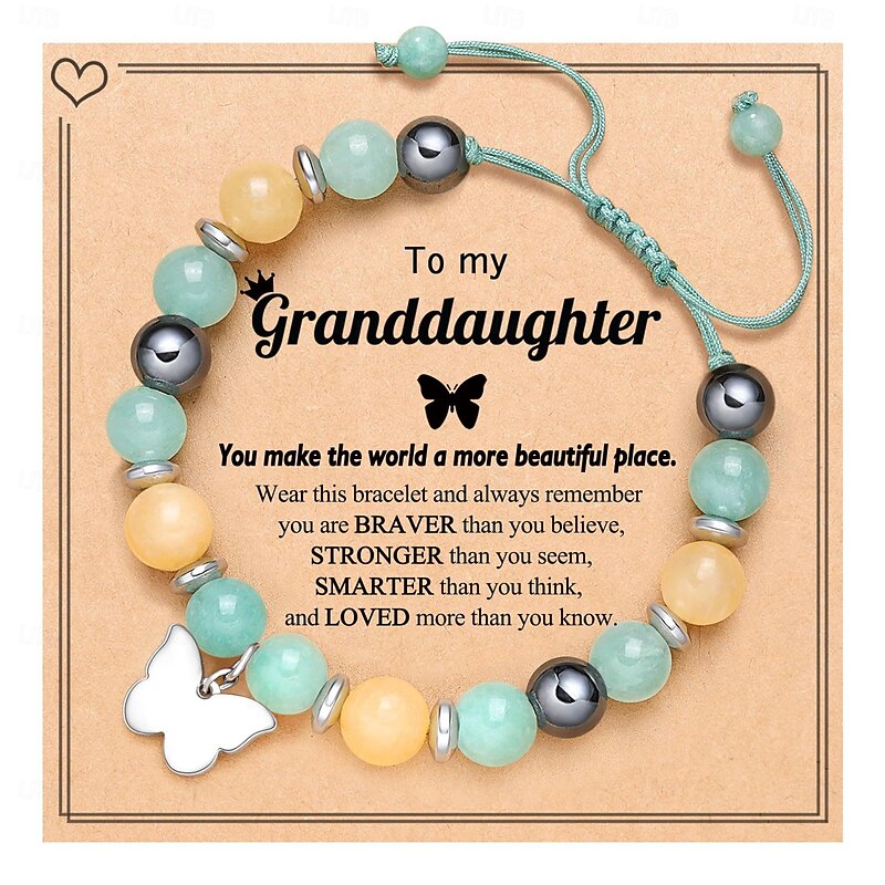 Natural Stone Butterfly Bracelet for Daughter Granddaughter Niece3