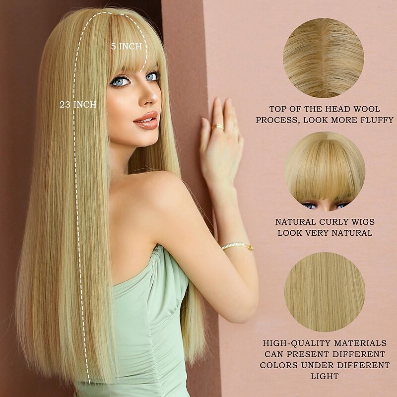 Wig With Bang For Women Long Straight  Wig Synthetic Wig For Girl Emo Cosplay And Daily Use4