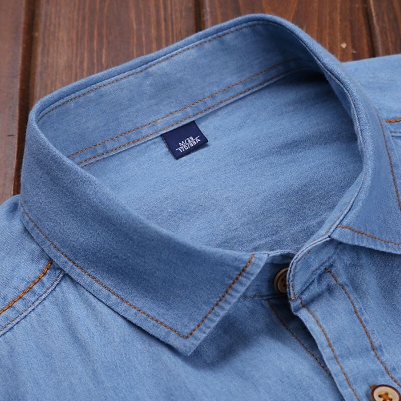 Men's Summer Shirt Casual Shirt Button Up Shirt grey blue Black Dark Blue Light Blue Long Sleeve Plain Lapel Vacation Holiday Button-Down Clothing Apparel 100% Cotton Fashion Casual Comfortable3