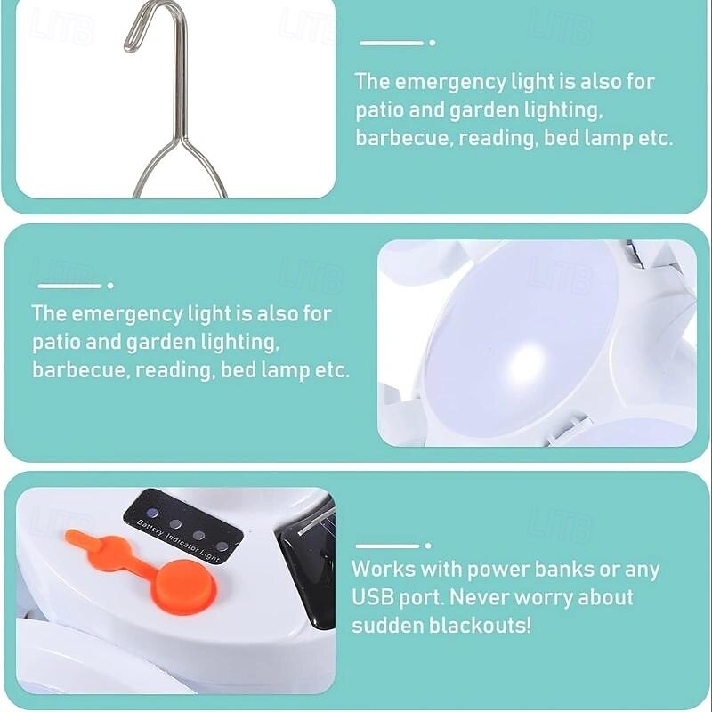 1pc Outdoor Solar Spherical Lamp, USB Charging, Ideal for Camping, Stall, Fishing and Emergency Lighting4