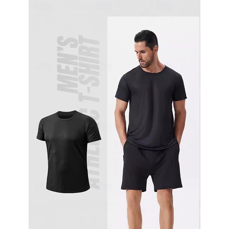Men's Tee Short Sleeve Shirt Tee Top Short Sleeve Crewneck Spring &  Fall Solid / Plain Color Fashion Designer Quick Dry Vacation Street Going out Black White Yellow Top Tee for Men4