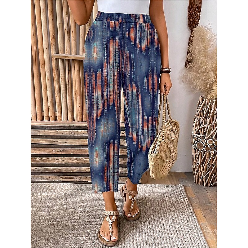 Women's EU / US Size Slacks Capri Pants Chino Calf-Length Natural Graphic Plaid Patterned Patchwork Stylish Printing Breathability Soft Outdoor Micro-elastic Casual Daily Festival2