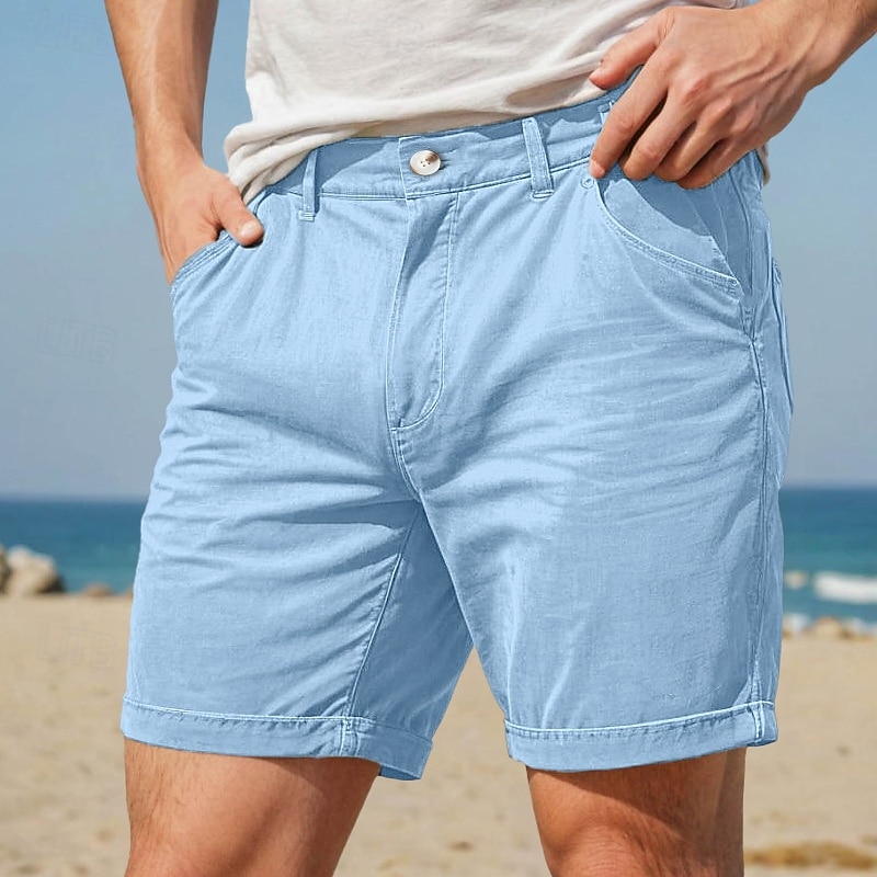 Men's Shorts Chino Shorts Bermuda shorts Work Shorts Pocket Buttons Plain Moisture Wicking Breathable Short Outdoor Daily Holiday Vacation Fashion Black White Micro-elastic3