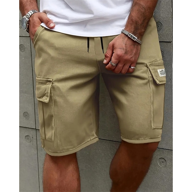 Men's Cargo Shorts Shorts Summer Shorts Drawstring Elastic Waist Multi Pocket Plain Comfort Wearable Short Outdoor Sport Daily Fashion Casual Khaki Gray2