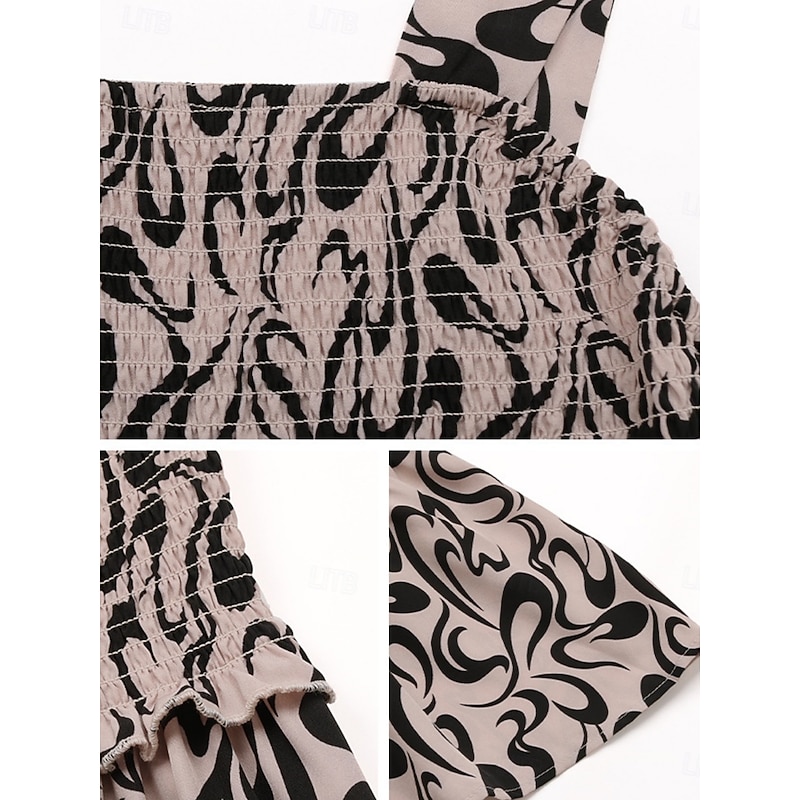 Women's Midi Dress Casual Dress A Line Dress Slip Dress Stylish Casual Vacation Daily Regular Fit Graphic Sleeveless Strap Khaki Summer3