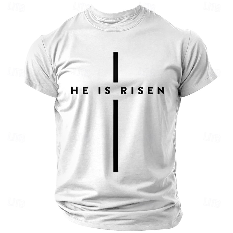 Men's HE IS RISEN Graphic T-Shirt - Christian Cross Faith Tee for Religious Lifestyle