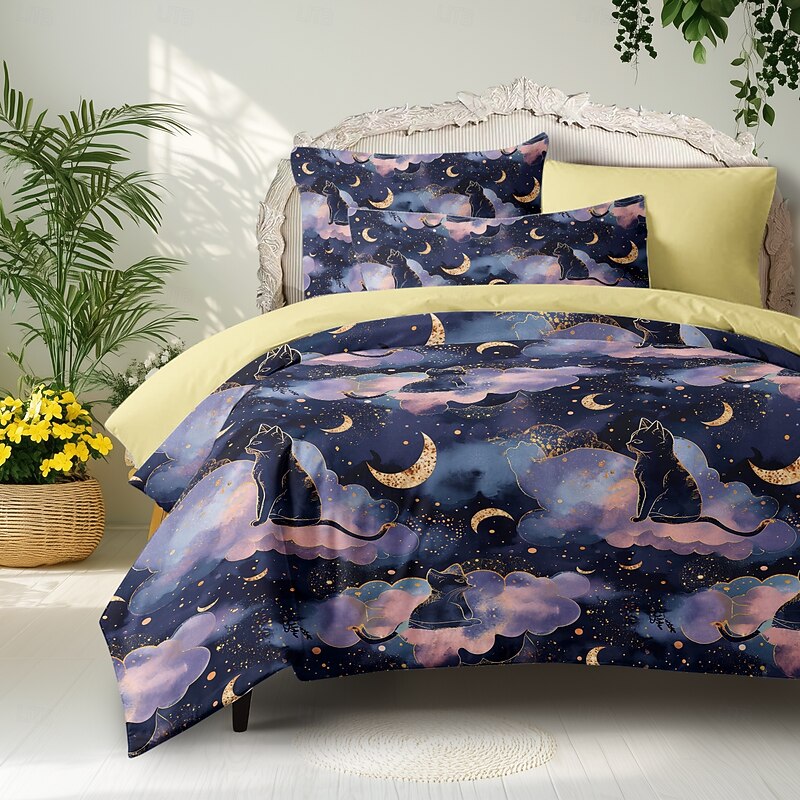 100% Cotton Duvet Cover Set Geometric Heart-Shaped Pattern Comforter Set Soft 3-Piece Luxury Bedding Set Home Decor Gift King Queen Full Sizehree Piece Set