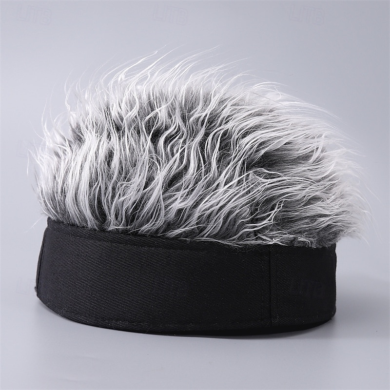 Men's Visor Hat with Spiked Wigs Fake Hair Visor Wig Men Sun Hat Wig Hat Wig Hair Golf Hat Black Coffee 100% Cotton Sexy Fashion Casual Daily Festival Adjustable Sunscreen Breathable2