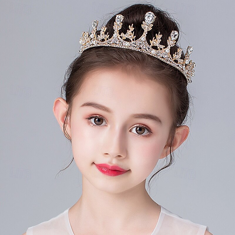 Kids Girls' Flower Girl Crown Tiara Sweet Party Birthday Solid Color Metal Silver Gold4
