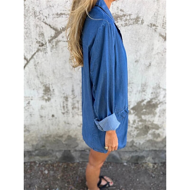 Women's Denim Jacket Breathable Comfortable Buttons Pocket Casual Plain Vacation Street Daily Wear Going out Regular Turndown Regular Fit Long Sleeve Outerwear Black Blue Summer Spring2