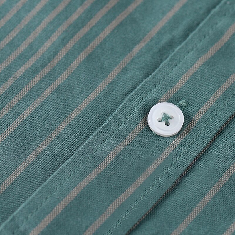 Men's Oxford Shirt Black Navy Blue Green Light Grey Dark Grey Long Sleeve Striped Vertical Stripes Button Down Collar School Wedding Buttons Clothing Apparel Neutral Fashion Daily3