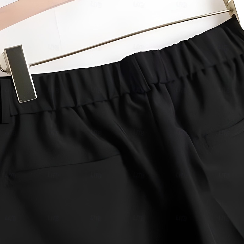 Men's Shorts Dress Shorts Pocket Straight Leg Plain Comfort No-Iron Knee Length Office Business Daily Fashion Streetwear Black White4