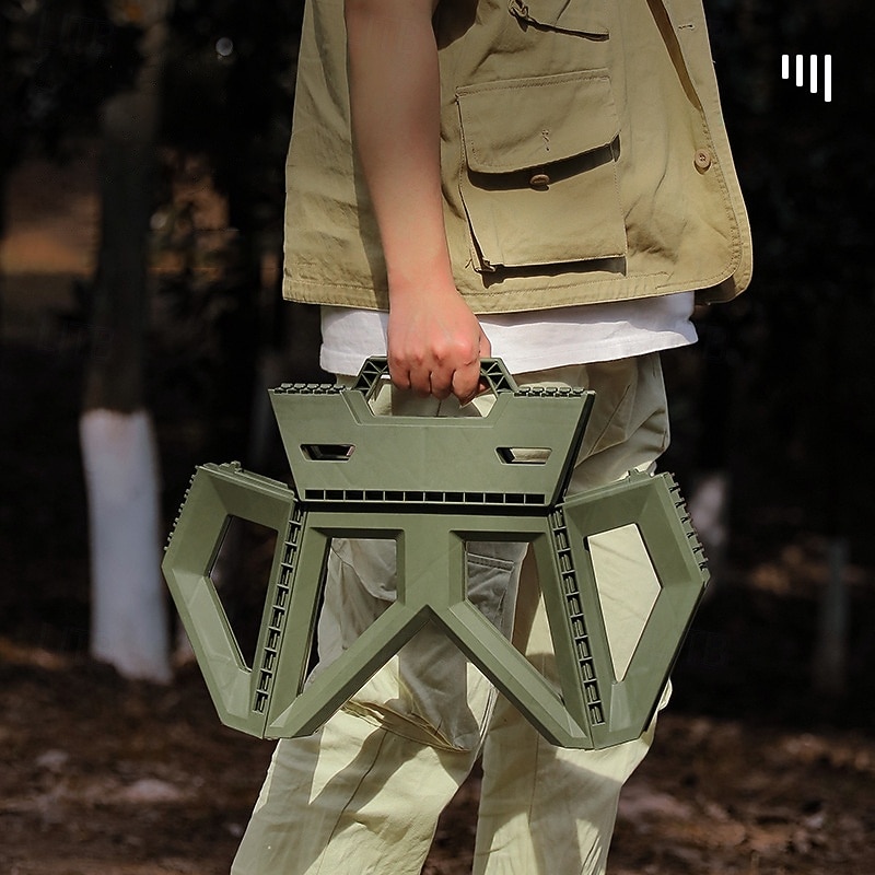 1Pc Heavy Duty Folding Stool Collapsible Stool Thick Plastic, Portable & Easy Carry for Camping & Outdoor Use2