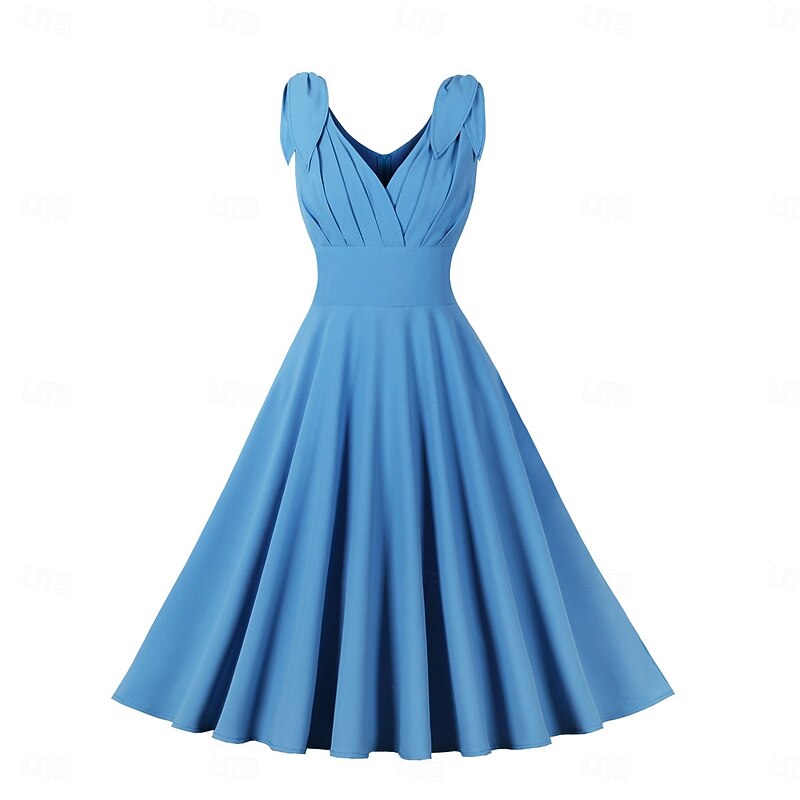 Retro Vintage 1950s Rockabilly Dress Swing Dress Solid Color Fancy Dress Women's Carnival Masquerade Daily Wear Bachelorette Party Adults' Dress Homecoming Dresses