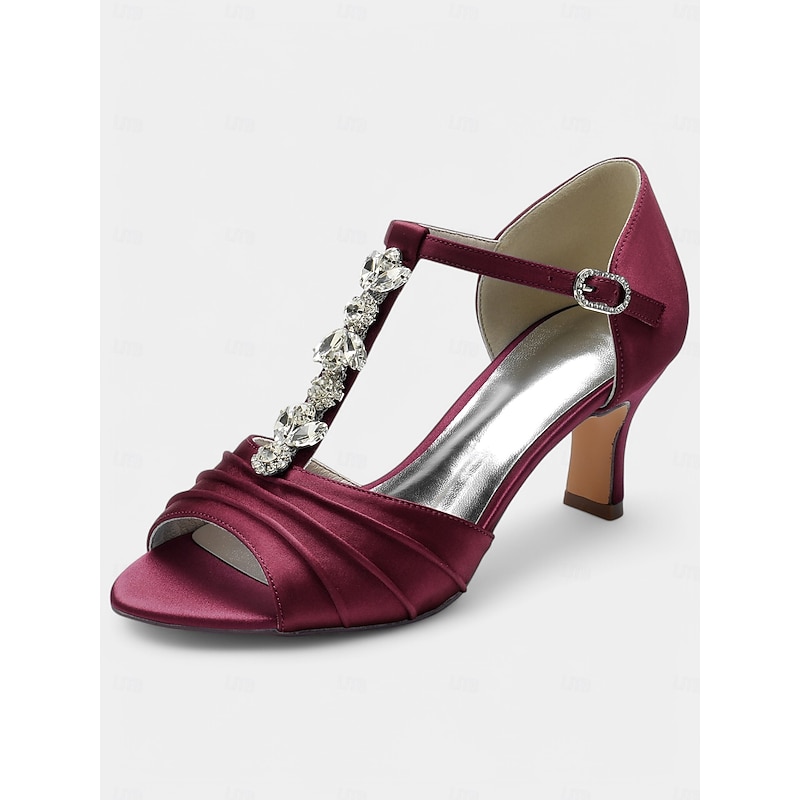 White Satin Open-Toe Bridal Heels with Crystal Detail – Elegant Wedding Shoes for Brides4