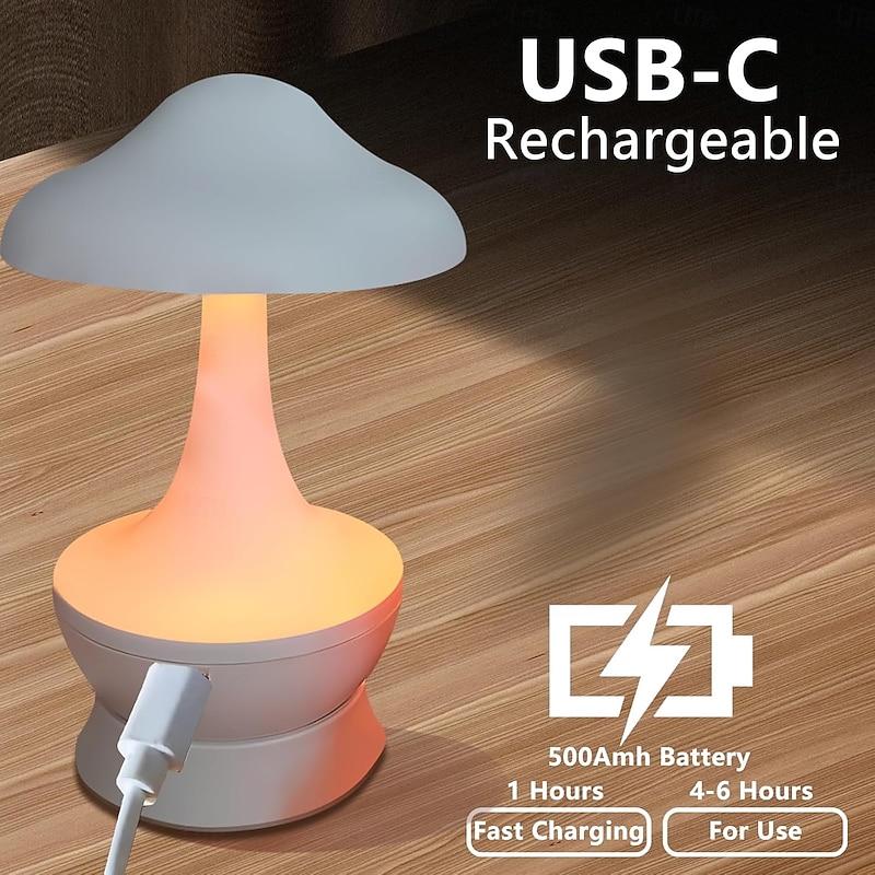 Mushroom Night Light Bedroom Bedside Table Lamp RGB Atmosphere Tumbler Lamp USB Rechargeable Night Lamp for Bedroom Dormitory Living Room Home Decoration Birthday Christmas Gift2