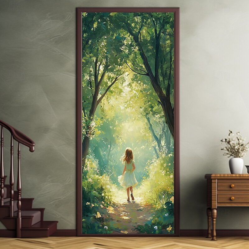 Landscape Door Decorations Door Covers Spring Forest Door Tapestry Door Curtain Decoration Backdrop Indoor/Outdoor Door Banner for Front Door Farmhouse2