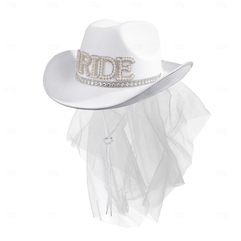 Bride to be Halloween Veil Cowboy Hat Hen Do Party Accessories Adults' Men's Women's Halloween Carnival Wedding Bridal Shower Bachelorette Party Easy Halloween Costumes Dress Up2
