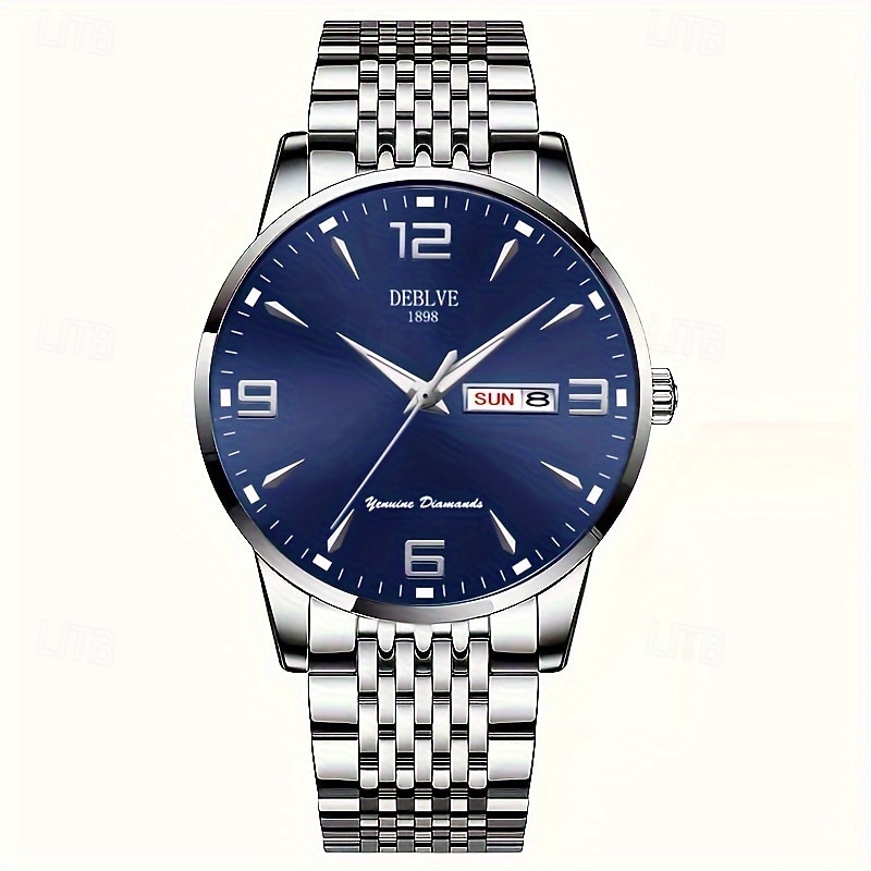 1 Men'S Sport Steel Strap Watch Glow-In-The Dark Calendar Week Display Light Luxury All-In-One Alloy Fashion Ultra-Thin Digital Men'S Business Watch3