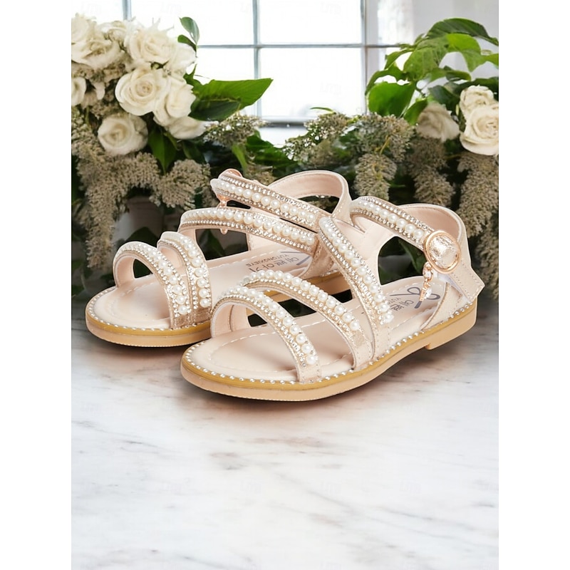Pearl-Strap Sandals for Girls – Stylish Wedding Footwear for Flower Girls3