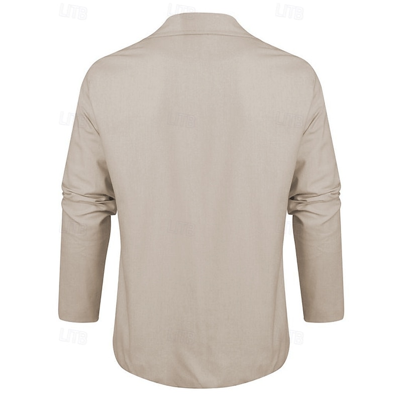 Men's Lightweight Jacket Linen Blazer Outdoor Office Daily Spring & Summer Cotton And Linen Solid Color Comfy Single Breasted Blazer Light Green Navy Blue khaki3