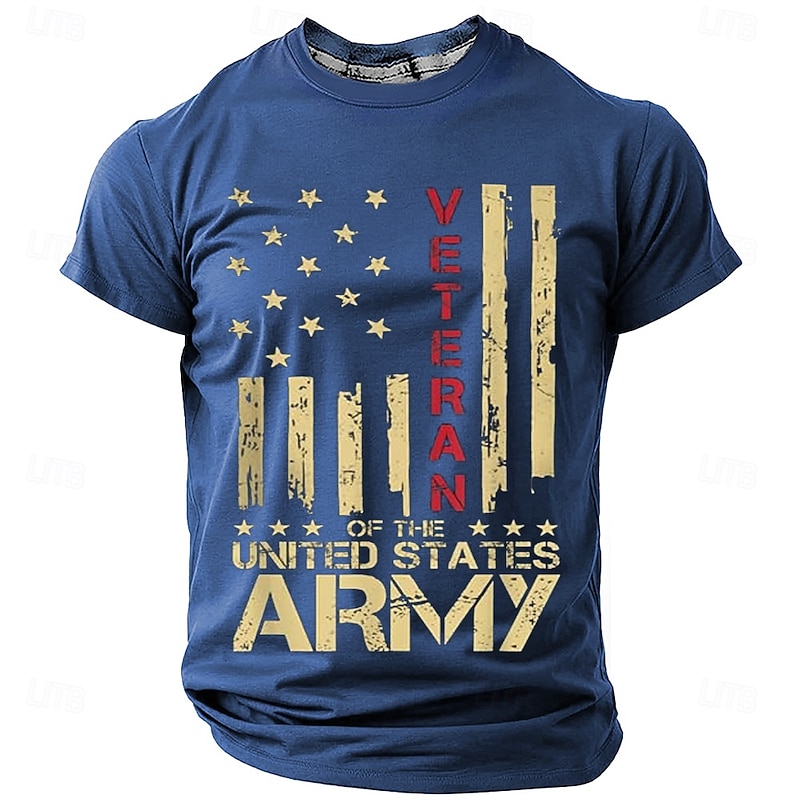 Veterans Day Men's Patriot Patriotic Veteran American US Flag Veterans T Shirt Short Sleeve T shirt 3D Print Crew Neck Shirt Daily Military Street Daily Black Blue Green Summer Spring Clothing4