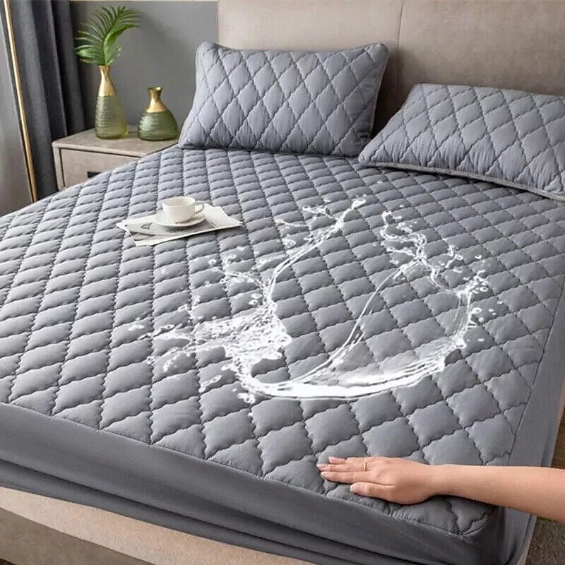 Queen Full King Protective Bed Cover Waterproof Mattress Protector Quilted Fitted Mattress Pad Bed Protector Thick Bed Cover Non-Slip Fitted Sheet with Deep Pocket Noiseless Hypoallergic2