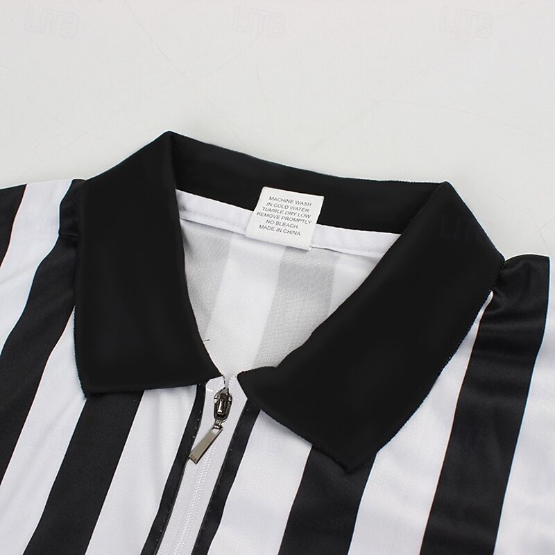 Men's Referee Shirt Collared | Official Mens Ref Shirt Jersey Short Sleeve - Football Halloween Costume3
