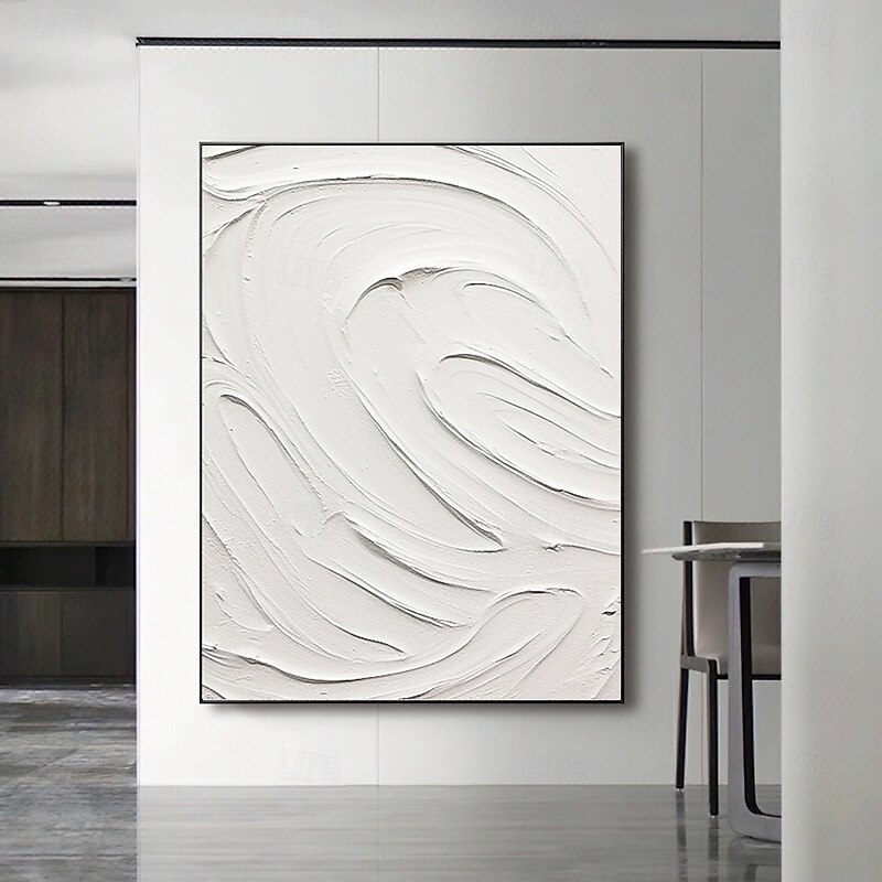 Large hand painted White abstract in huge size oil painting  spure white 3D wall art large abstract painting modern minimalist painting textured abstract oil painting wall art painting3