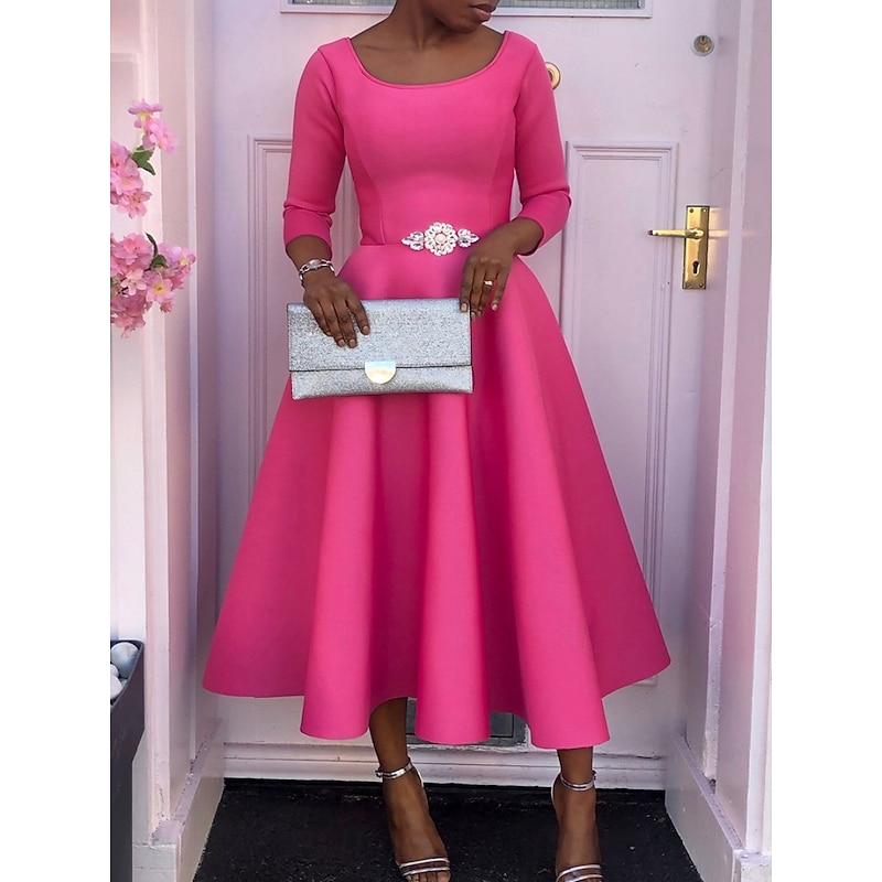 Kentucky Derby Women's Midi Dress A Line Dress Fit And Flare Dress Elegant Party Cocktail Wedding Guest Engagement Cocktail Party Regular Fit Graphic Sleeveless V Neck Black White Red Fuchsia Summer