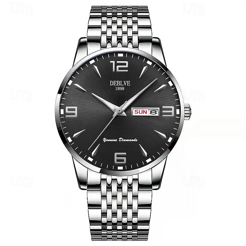 1 Men'S Sport Steel Strap Watch Glow-In-The Dark Calendar Week Display Light Luxury All-In-One Alloy Fashion Ultra-Thin Digital Men'S Business Watch4