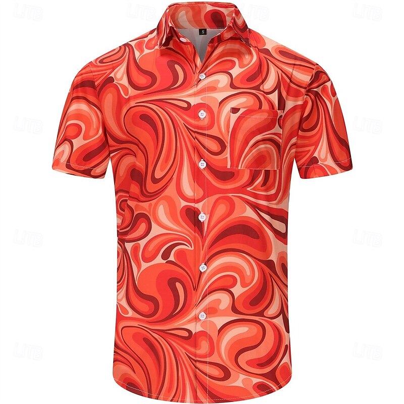 Retro Vintage 1970s Shirt Aloha Shirt Hippie Disco Psychedelic Fancy Dress Men's Vacation Party Pride Parade Adults' Shirt2