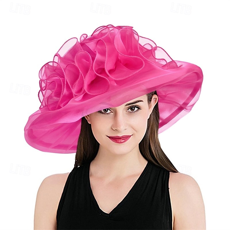 2025 Kentucky Derby Hats for Women Girls Ladies, Organza Church Tea Party Wedding Fascinator Hat UV Protection Sun Hats 2025 - $16.99