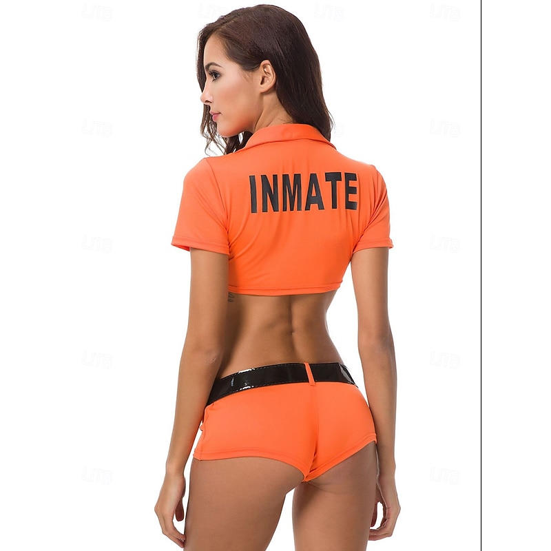 Prisoner Career Costumes Halloween Cosplay Costume Outfits Halloween Group Couples Costumes Outfits Cosplay Adults' Women's Halloween Masquerade Party Masquerade Bachelorette Party Easy Halloween4