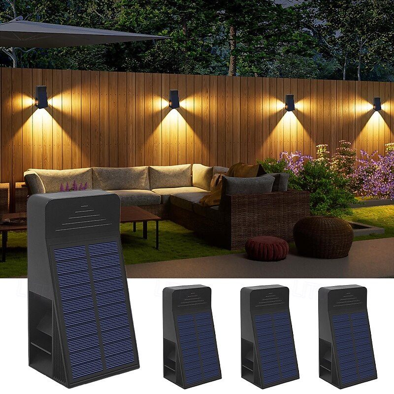 2pcs Solar Wall Washer Lights – High Brightness Waterproof, 3-Sided Luminous, Garden Villa Yard Fence Porch Landscape Decoration