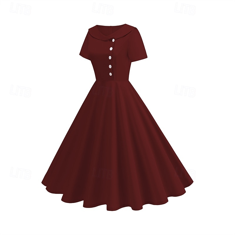Retro Vintage 1950s Dress Swing Dress Solid Color Fancy Dress Women's Carnival Masquerade Daily Wear Bachelorette Party Adults' Dress Homecoming Dresses2