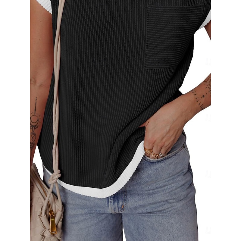 Women's T Shirt Plain Fashion Modern Casual Short Sleeve Crew Neck Regular Tops Daily Weekend Black White Pink Army Green Khaki Summer4